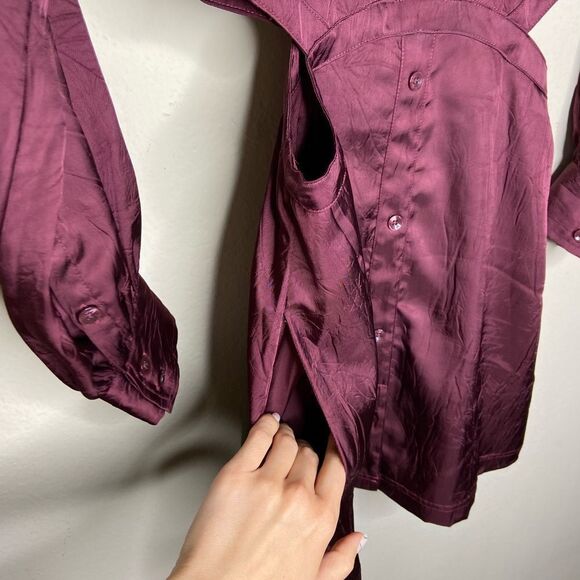 NWT Jonathan Simkhai Baylor Mini Wine Dress Satin Cutout Size XS - Picture 6 of 8